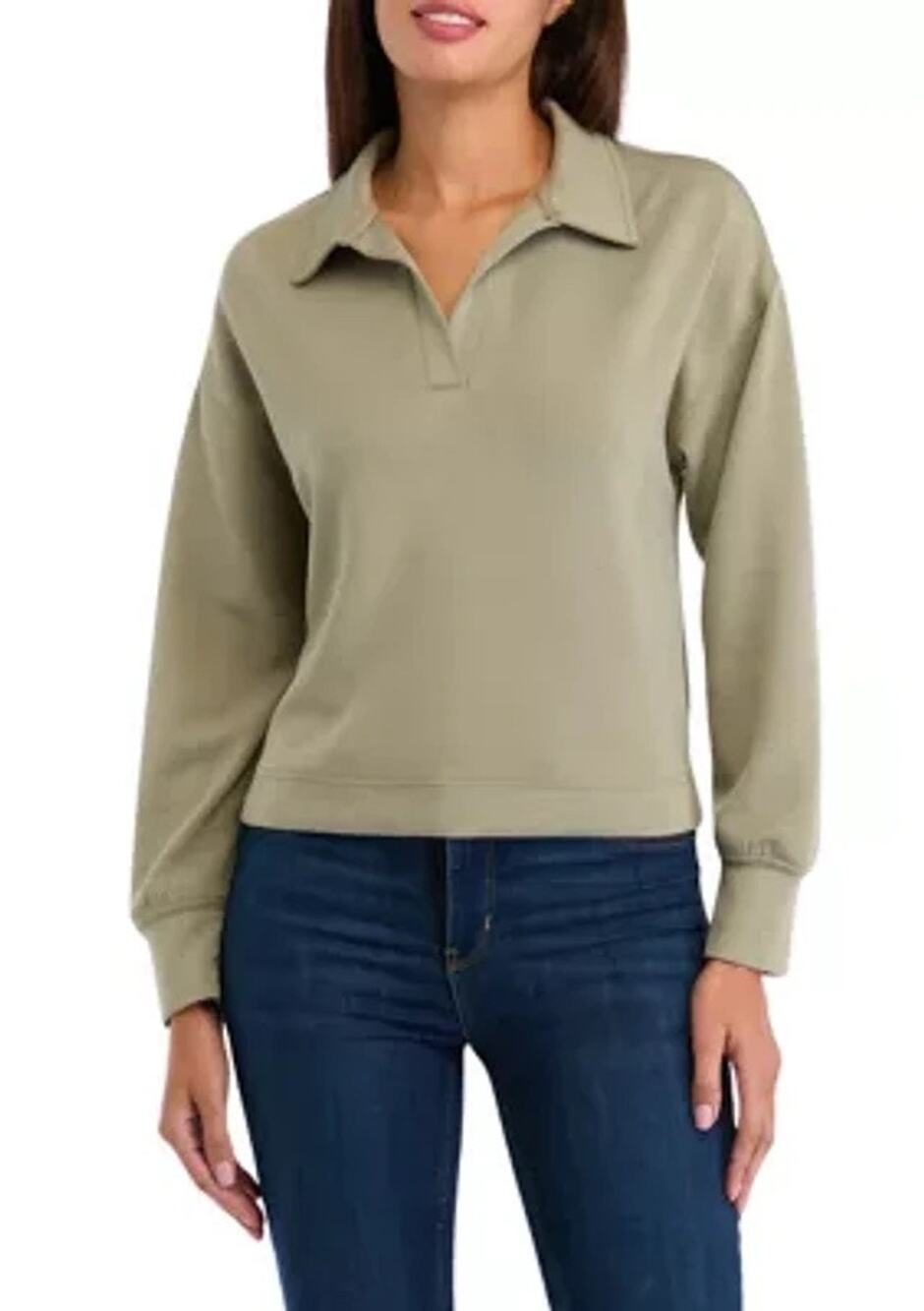 Magaschoni Olive Green Scuba Sweatshirt Large Pullover Long Sleeve